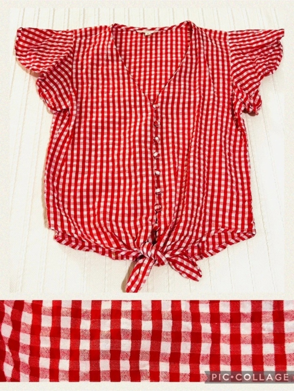 Sim & Sam Red & White Gingham Crop Top